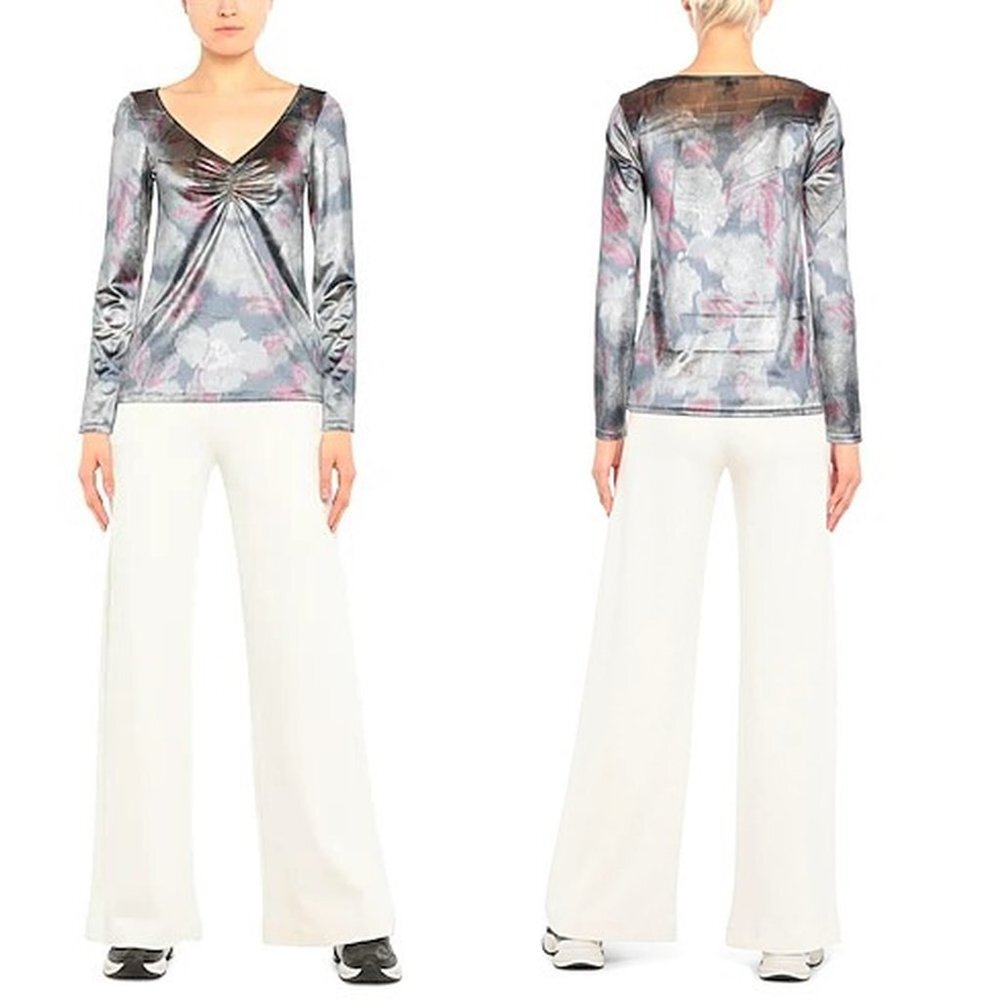 NWT New $194 MALÌPARMI Chenille Grey Long Sleeve Top Size M